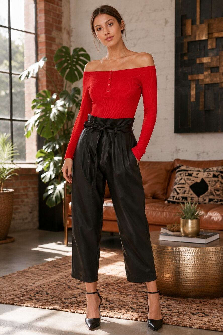 Noisy May Red Off-the-Shoulder Ribbed Snap Front Bodysuit Clubwear | NWT Size L